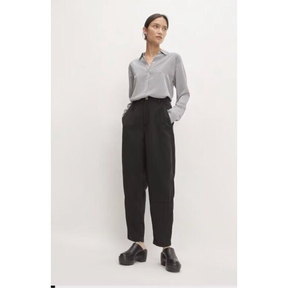 Everlane Womens Tencel Relaxed Chino Black Tapered Pants Size 4 - Picture 1 of 11